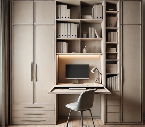 Wardrobe with Study Table Design 的图像结果