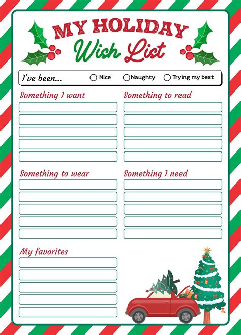 15 best free printable christmas wish list templates – Artofit