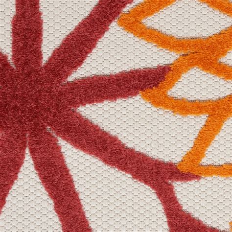 Nourison Aloha 8 X 11 (ft) Red Colored Indoor/Outdoor Floral/Botanical ...