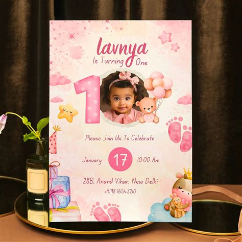 Baby's Birthday Invitation Digital Card
