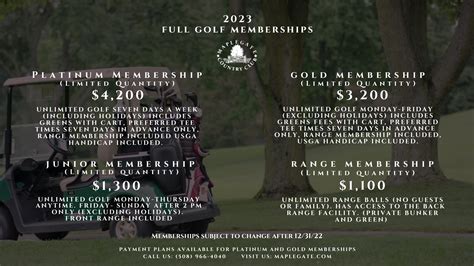 Memberships - Maplegate Country Club