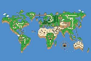 Super Mario World Map Minimalist- Wall Poster : Amazon.in: Home & Kitchen
