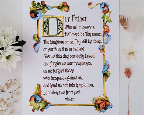 Our Father Prayer Catholic Painting Original Watercolor Hand - Etsy