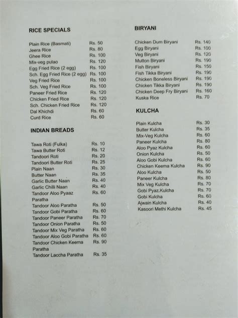 Menu at Curry in a Hurry, Bengaluru