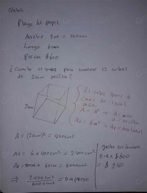 Solved: Las dimensiones de un pliego de papel son 1 m y 60 cm. Si los ...
