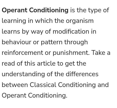 difference between Classical conditioning and operant conditioning ...