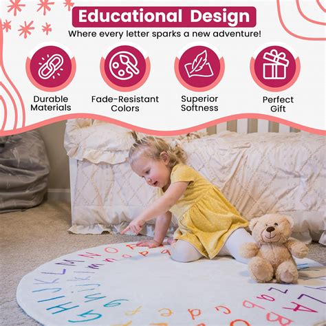 Beloved little three ABC Rug for Kids Room - 40 inch Round Alphabet Rug ...