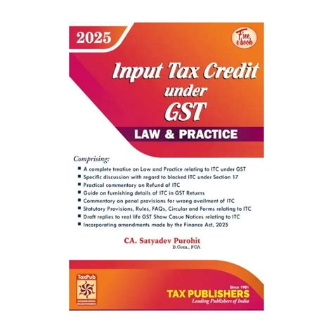 TP Input Tax Credit under GST By CA Satyadev Purohit 1st Edition Dec 2025