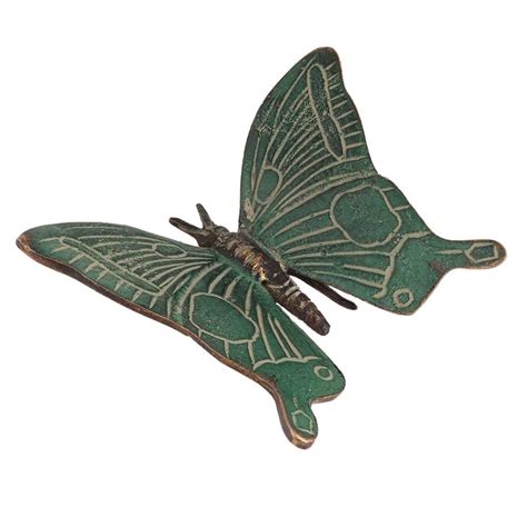 Handmade Green Brass Butterfly With Wings Wall Hanging
