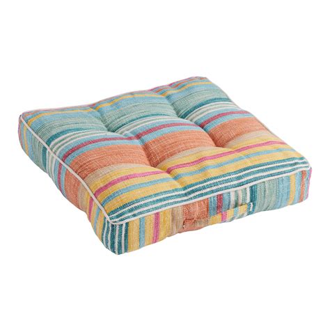 Bright Multi Stripe Indoor Outdoor Floor Cushion - World Market
