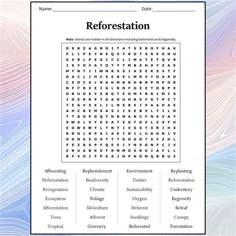 Reforestation Word Search Puzzle Worksheet Activity PDF – PrintableBazaar