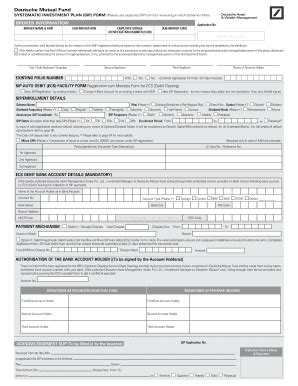 Fillable Online sundaramdirect ExISTING FOLIO NUMBER SIP AUTO DEBIT ECS ...