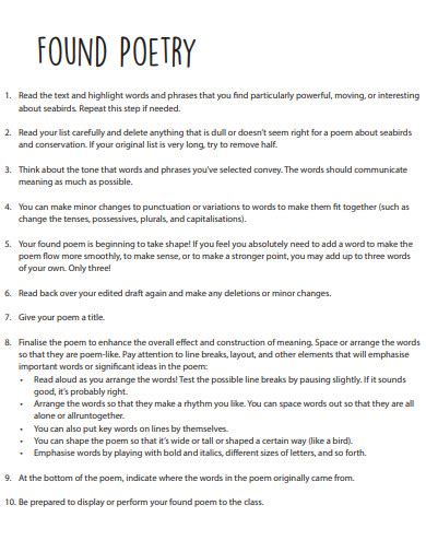 Image result for Found Poem Examples