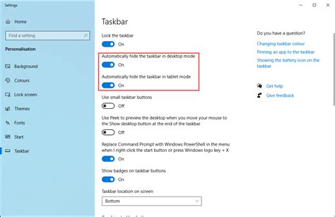 Image result for Automatically Hide Taskbar in Desktop Mode