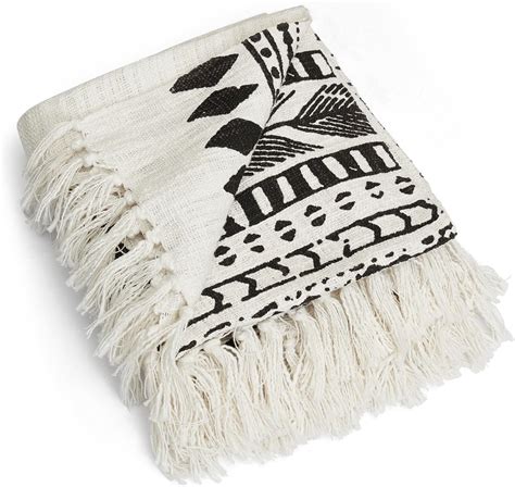 Amazon.com: 100% Cotton Boho Throw Blankets, Black and White Decorative ...