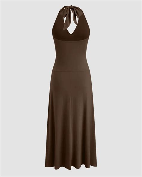 Backless Ruched Waist Midi Dress - Littlebox India
