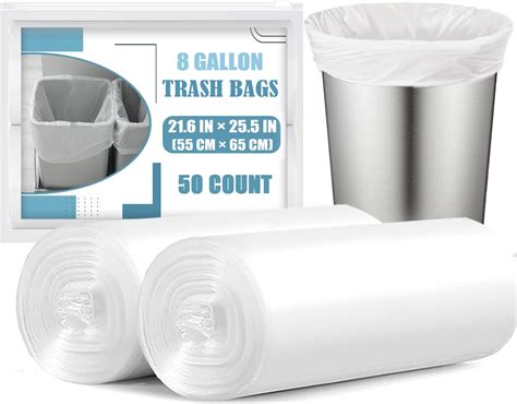 Amazon.com: 8 Gallon Trash Bags - 50 Count 8 Gal Medium Trash Bags ...