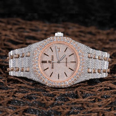 Rose Gold Iced Out Watch VVS Moissanite Custom Silver and Gold Men’s L ...