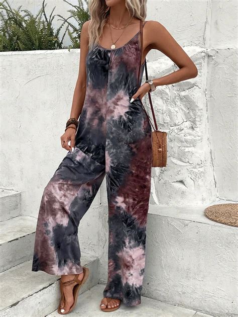 EMERY ROSE Tie Dye Wide Leg Cami Jumpsuit | SHEIN USA
