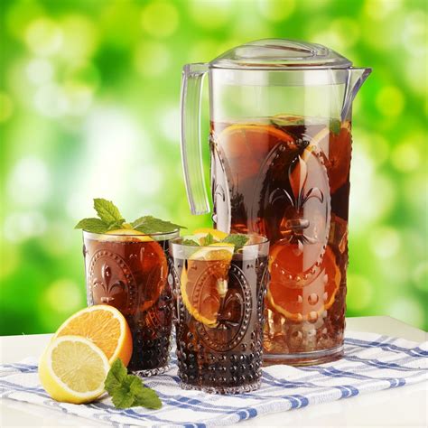 Boho Acrylic 4 Plastic Tumblers Glasses with Jug