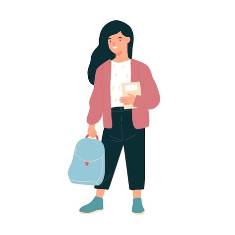 Jolie fille d'âge préscolaire tenant un cahier et un sac à dos ...