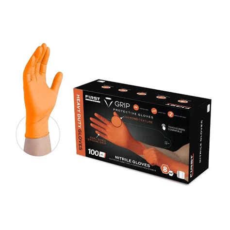 8 Mil Orange Nitrile Diamond Grip Industrial Glove ***FREE SHIPPING ...