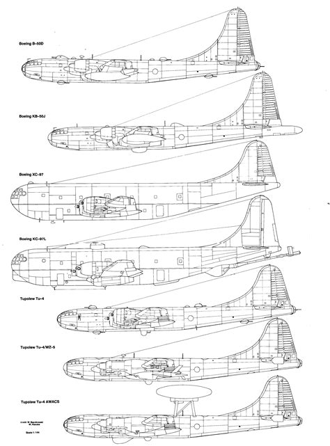 Asisbiz Boeing B-29 Superfortress profile line drawings or blue print ...