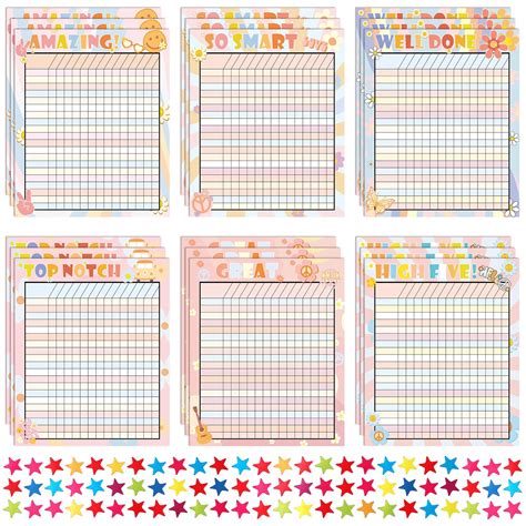 Colarr 18 Pack Retro Incentive Chart For Classroom Reward Chart ...