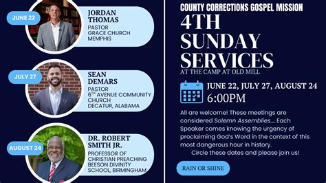County Corrections Gospel Mission 4th Sunday Services - Baptist Resource Network