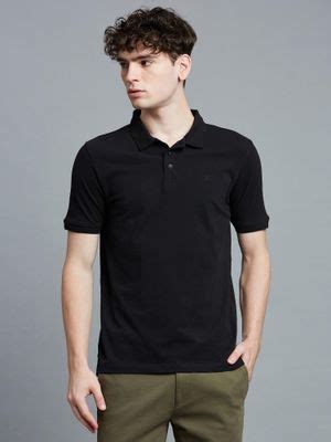 Buy Reid & Taylor Men Black Solid Polo T-Shirt (S) Online