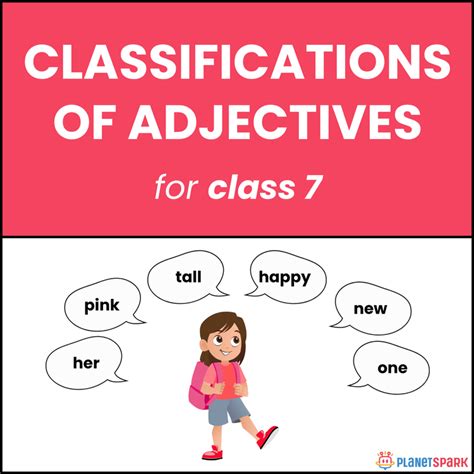 Class 7 English Grammar Worksheet on Classification of Adjectives ...