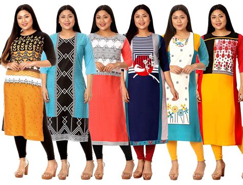 Pinkmint Plus Size Women's Multi Coloured Digital Print Crepe Kurtas ...