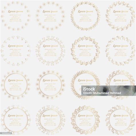 Golden Circle Flower Frame Wreath Stock Illustration - Download Image ...