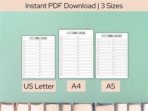AZ Reading Challenge Template, Alphabet TBR Challenge, AZ Books Read ...
