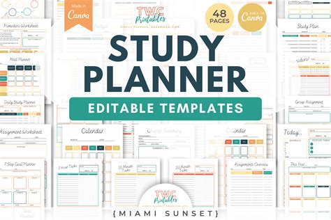 Study Planner Canva Templates | MIAMI SU Graphic by TWCprintables ...