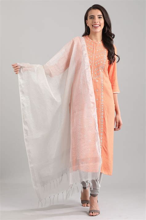 Buy Silver Yarn-dyed Dupatta Online for Woman | Shop for Aurelia