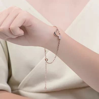 18k Gold Plated Cubic Zirconia Double Heart Charm Bracelet