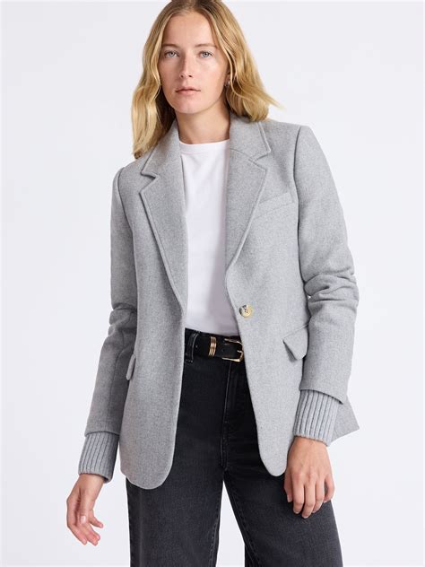 Free Assembly Women's Single Breasted Blazer with Ribbed Sweater Cuffs ...