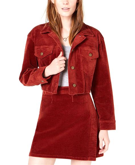 T.D.C Womens Corduroy Cropped Jacket, Red, Medium - Walmart.com ...
