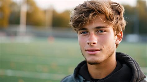 AI generated Young handsome football player posing looking at the ...
