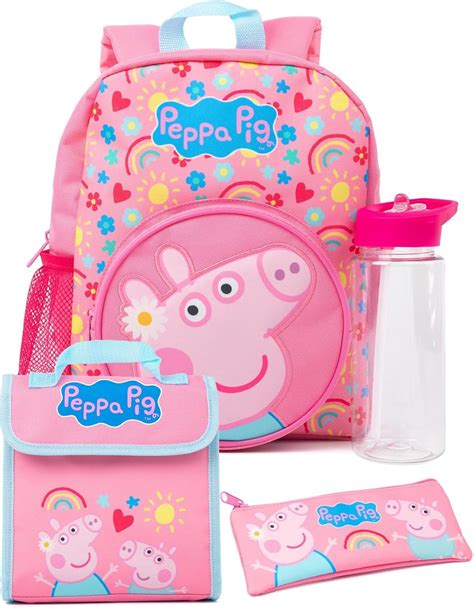 Amazon.com: Peppa Pig Girls 4 Piece Backpack Set | Kids Pink Rucksack ...