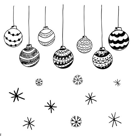 Set of vector doodle black and white christmas hand drawn balls ...