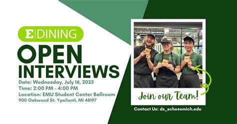 E|Dining Fall 2025 Student/Temp Open Interviews, Eastern Michigan ...