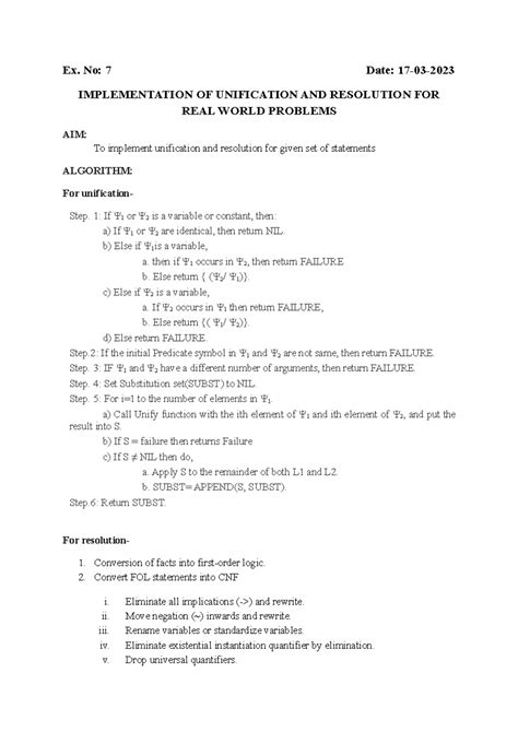 AI Exp-7 - IT WILL HELP - Ex. No: 7 Date: 17-03- IMPLEMENTATION OF ...