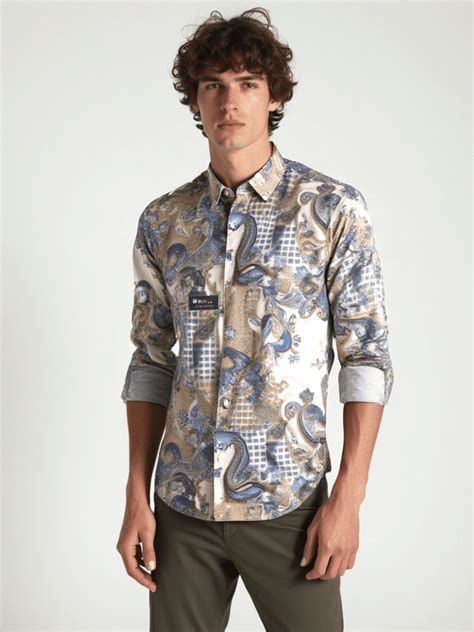 RIVERBLUE Men's Fawn Printed Shirt – Mask