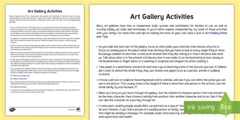 Art Gallery Worksheet (teacher made) - Twinkl