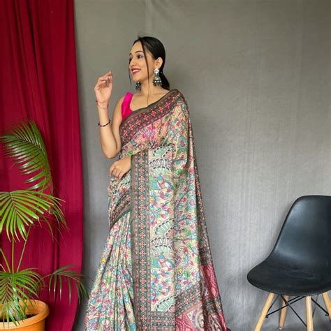 Yellow Cotton Kalamkari Digital Print Saree | Shop Now Cotton Kalamkari ...