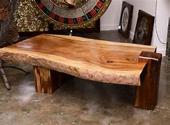Image result for Rustic Wood Slab Coffee Table
