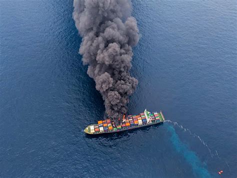 Indian Coast Guard continues firefighting ops on MV WAN HAI 503 despite ...