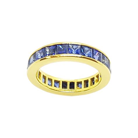Blue Sapphire Eternity Ring Set in 18 Karat White Gold Settings For ...